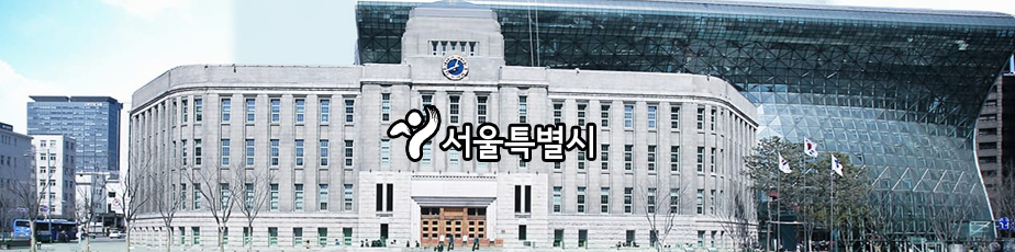 (서울특별시)로고가 표기되어 있으며 배경으로 서울도서관 및 서울시청사를 정면으로 바라본 모습 