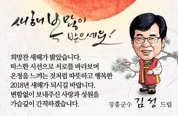 새해복많이받으세요.희망찬 새해가 밝았습니다.따스한 시선으로 서로를 바라보며 온정을 느끼는 것처럼 따뜻하고 행복한 2018년 새해가 되시길 바랍니다.변함없이 보내주신 사랑과 성원을 가슴깊이 간직하겠습니다.